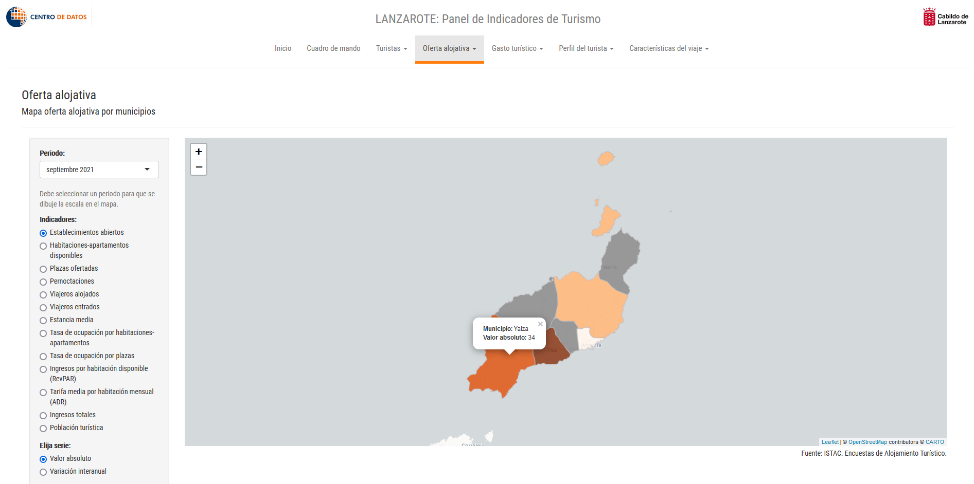 Mapa de oferta alojativa por municipios